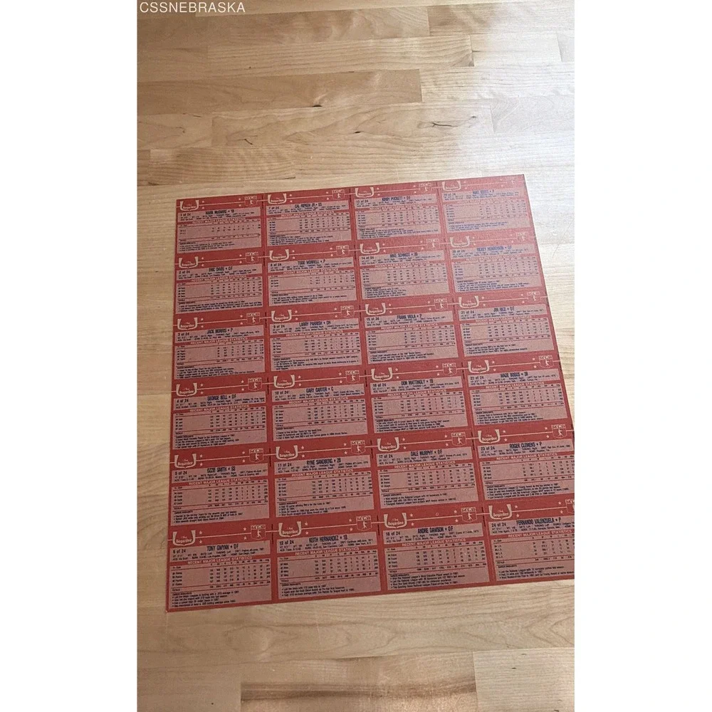 Chef Boyardee 1988 Baseball Uncut Sheet 24 Card Complete Set Ripken McGwire HOF